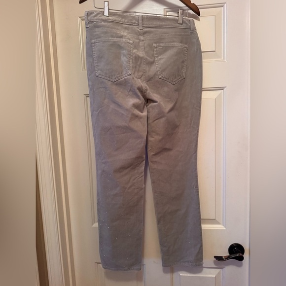 Talbots Women's Sparkle Stretch Corduroy Straight Leg Pants in Light Gray - Picture 10 of 11